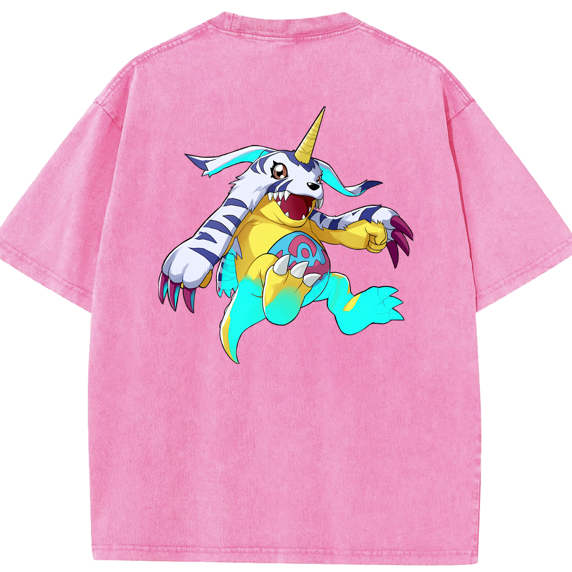 （画像用） Digimon デジタルモンスター/デジモン 綿100% ヴィンテージ風 半袖Tシャツ（背面プリント）